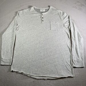 Sol Angeles Shirt Mens 2XL Light Gray Henley Long‎ Sleeve Pocket Made In USA